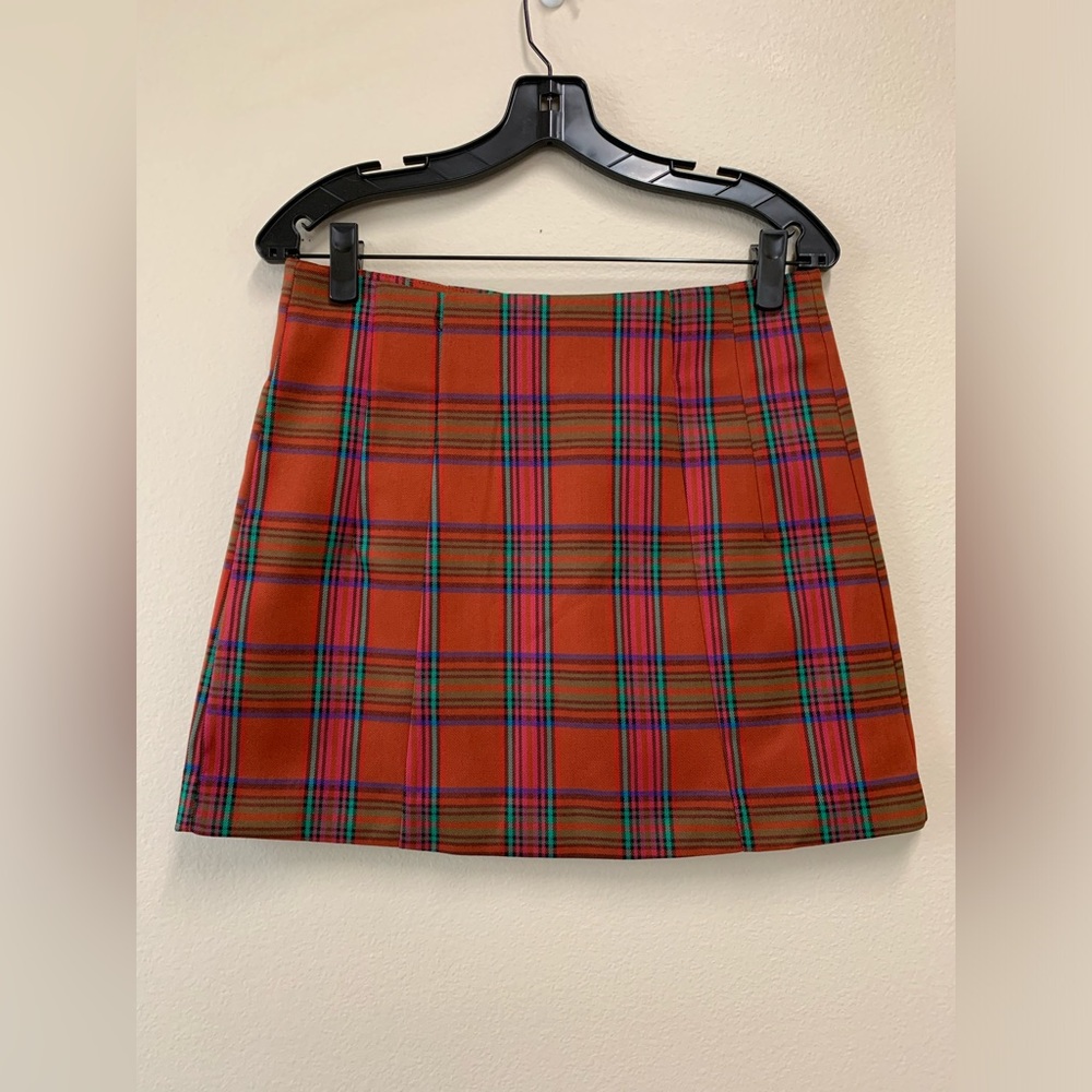 Brand new with tags Vicolo Orange Plaid Clueless style skirt suit blazer set S M - Picture 4 of 6